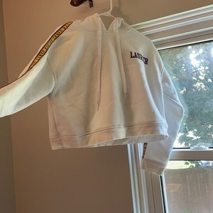 white cropped hoodie